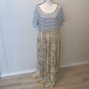 Nemidor striped floral short sleeve maxi dress